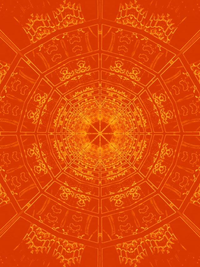 Vj loop Tuneli Neon Rreze Mandala Portokalli 3:4 iPad Portrait 60fps Screensaver