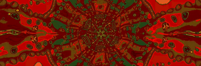 Tunel Neon Mandala të Kuqe të Artë VJ Loop 3:1 Triple Wide 60fps Screensaver