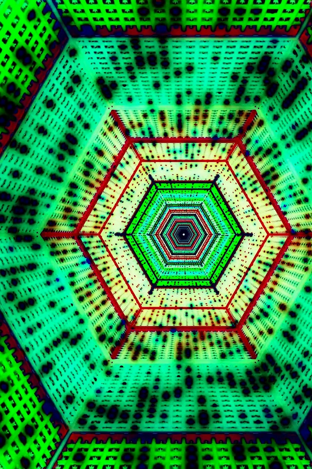 Tunel Neon Hexagon Vortex VJ Loop 2:3 Photo Portrait 60fps Screensaver