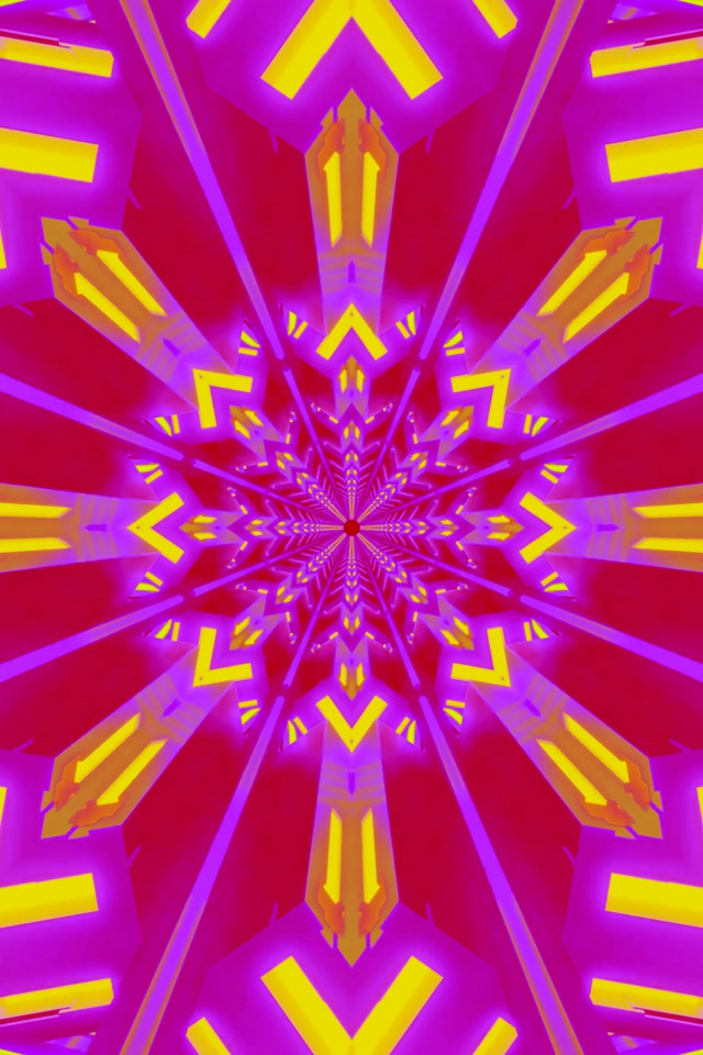 Tunel Neon Kaleidoskop Star Burst VJ Loop 2:3 Photo Portrait 60fps Ruajtës Ekrani
