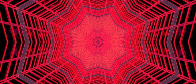 VJ Loop Tunel Neon I Kuq Oktagon Kaleidoscope 21:9 Ultrawide 60fps Screensaver