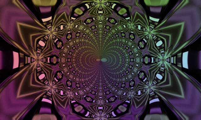 Tunel Neon Kaleidoskop Fraktal VJLoops 5:3 Wide 60fps Ekrankursyes