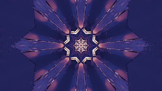Ljubičasti Geometrijski Kaleidoskop VJ Loop - Apstraktna Radijalna Pozadina u Pokretu