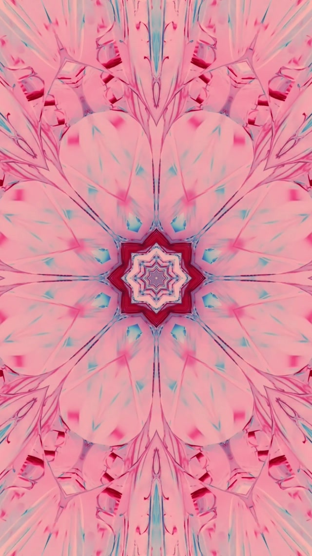 Ružičast Cvetni Kaleidoskop Neon Tunel VJLoops 9:16 Reels 60fps Čuvar Ekrana