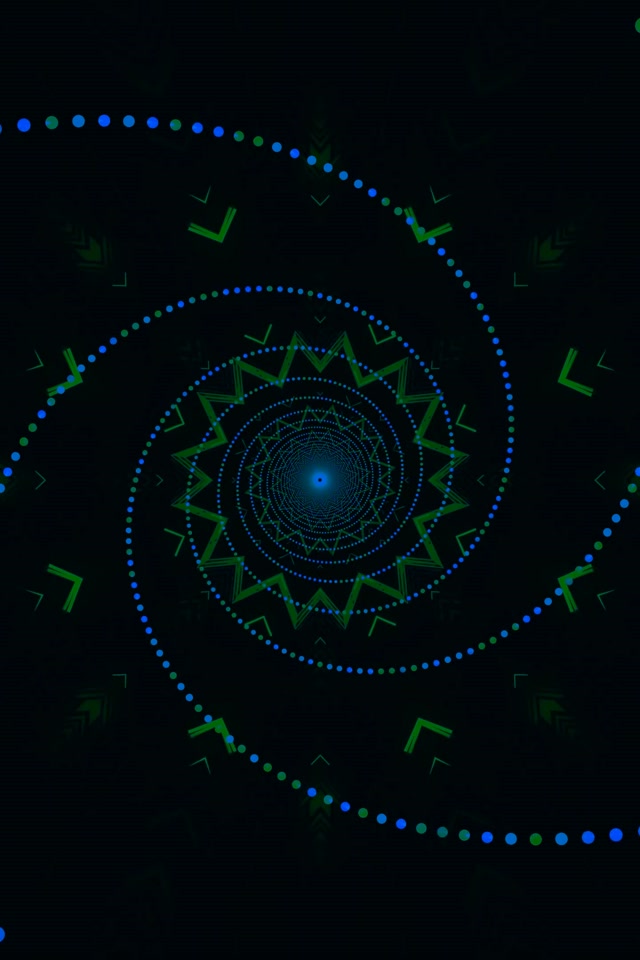 Neon Tunel Plavo Zelena Spirala Čuvar Ekrana 2:3 Portrait 60fps VJ Loop
