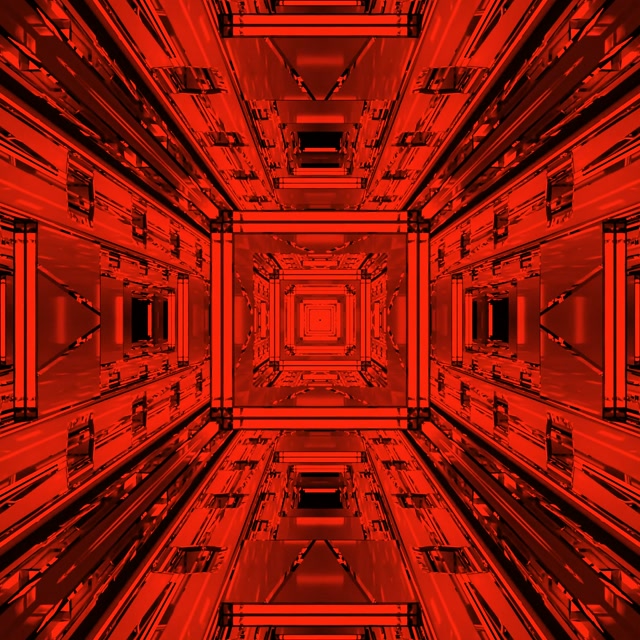 Red Neon Tunnel Fractal Square Vortex Vj Loop 1:1 Square 60fps Screensaver