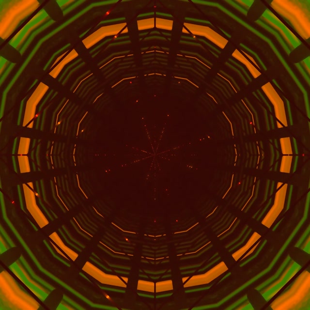 Neon Tunel Narandžasto Zelena Mreža Vorteks 1:1 Square 60fps Čuvar Ekrana Vj Loop