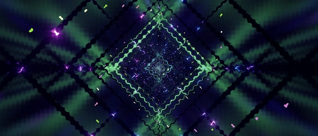 21:9 Kinematski Neon Tunel Zeleni Dijamantski Vrtlog 60fps Čuvar Ekrana VJ Loop