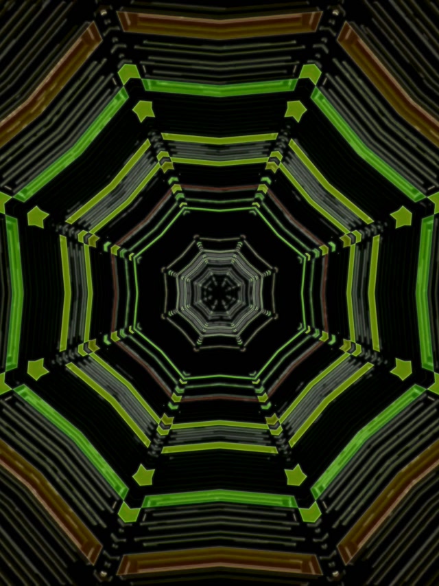 Neon Tunnel Octagonal Vortex Loop 3:4 iPad 60fps Screensaver VJ Animation