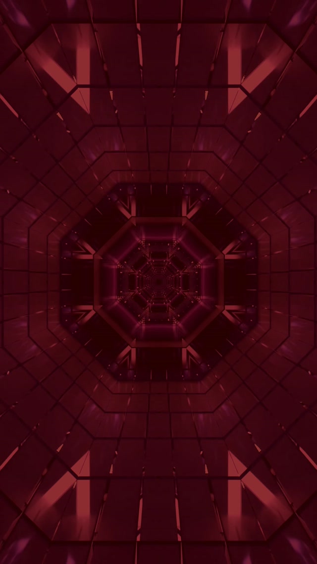 Crveni Oktagon Neon Tunel Čuvar Ekrana 60fps 9:16 Reels VJ Loop PC