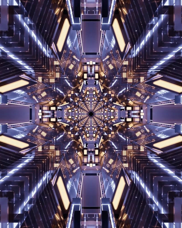 Neon Tunel Fraktalni Kaleidoskop VJ Loop 4:5 Instagram 60fps Čuvar Ekrana