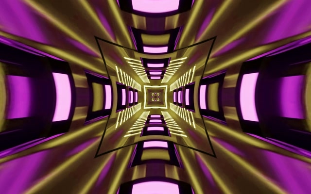 VJLoops Neon Tunel Zlatno Ljubičast Kaleidoskop 16:10 macbook 60fps čuvar ekrana