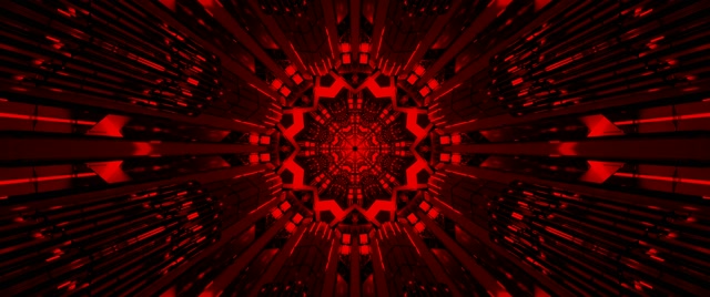 Crveni Fraktal Kaleidoskop Neon Tunel VJ Loop 2.39:1 Cinemascope 60fps Screensaver
