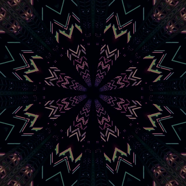 Neon Tunel Fraktalni Kaleidoskop Zvezda Vj Loop 1:1 Square 60fps Čuvar Ekrana