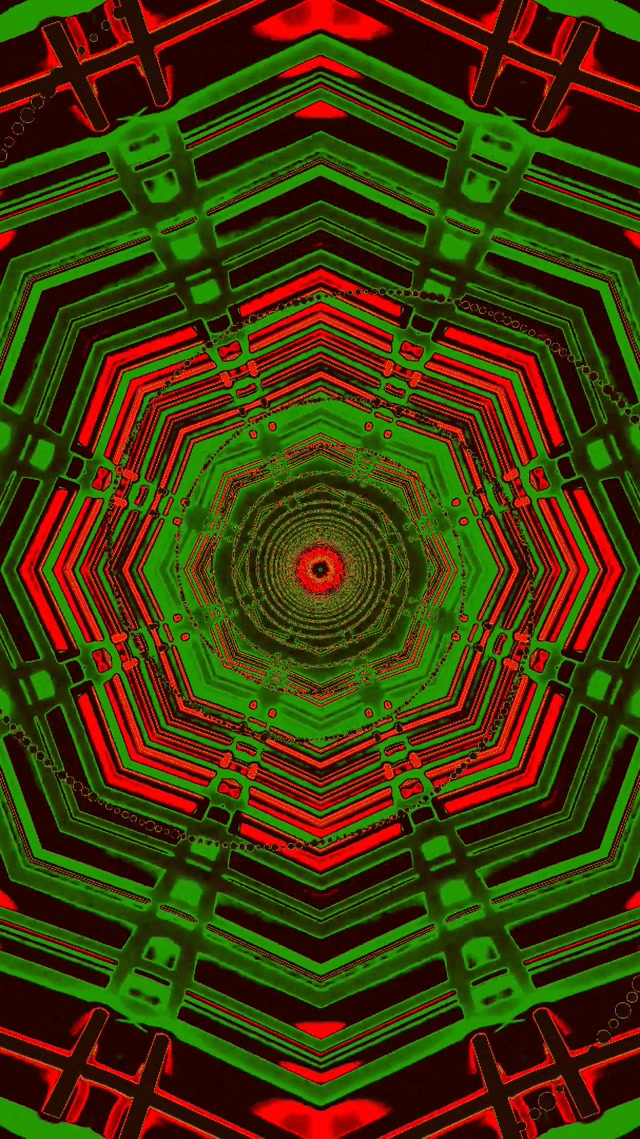 Neon Tunel Zeleno Crveno Oktagon Vrtlog Vj Loop 9:16 Reels 60fps Čuvar Ekrana