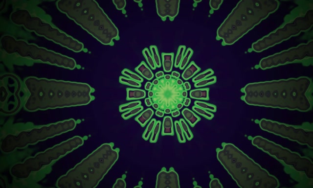 Neon Tunel Zeleni Radijalni Šiljak Cvet VJ Loop 5:3 Široki 60fps Čuvar Ekrana