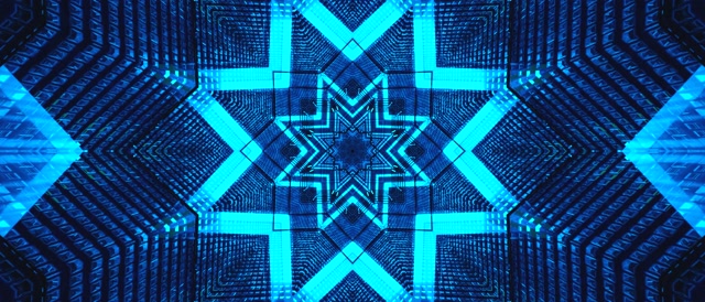 Neon tunel plava zvezda čuvar ekrana 21:9 ultrawide 60fps VJ loop geometrijski obrasci windows 11