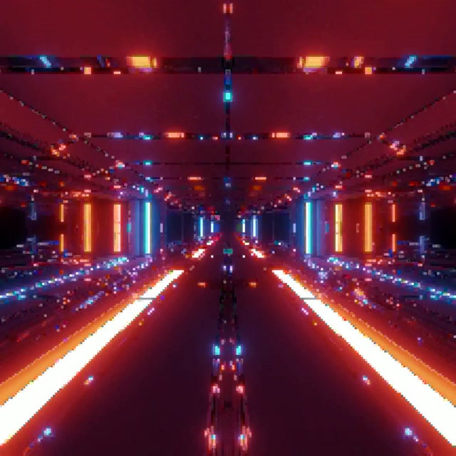 Neon Tunel Piksel Mreža VJ Loop 1:1 Kvadrat 60fps Čuvar Ekrana