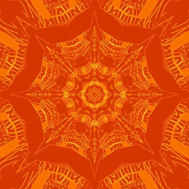 Neon Tunel Narandžasta Fraktal Kaleidoskop Zvezda VJ Loop 1:1 Kvadrat 60fps Čuvar Ekrana