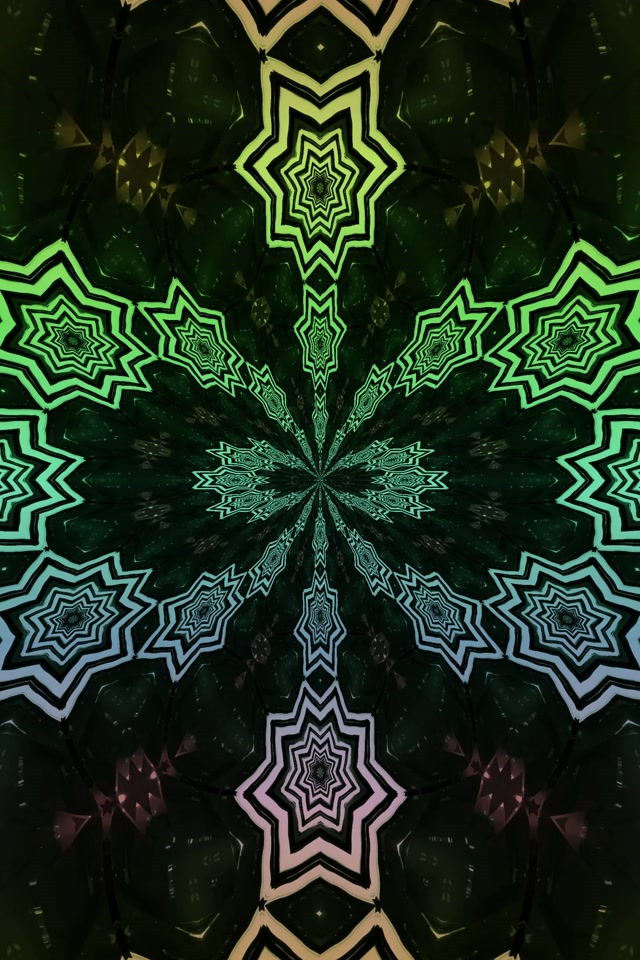 Neon Tunel Fraktalna Zvezda Kaleidoskop 2:3 Foto Portret 60fps Čuvar Ekrana VJ Loop