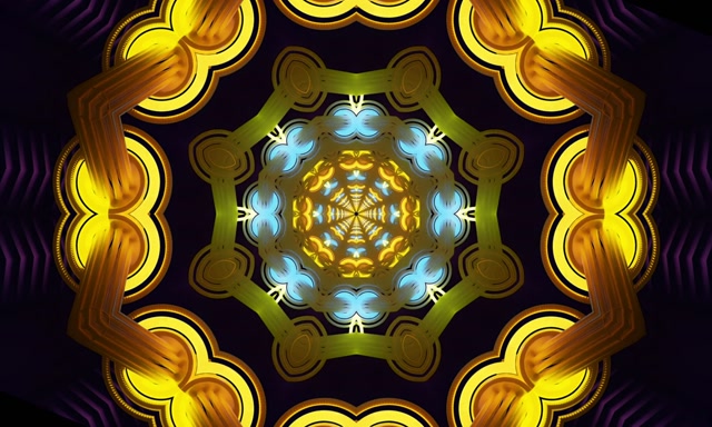 Neon Tunel Zlatna Mandala 5:3 wide 60fps Čuvar Ekrana VJ Loop