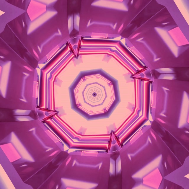 Неонска тунела октагон вртлога розе љубичаста VJ Loop 1:1 Square 60fps Screensaver