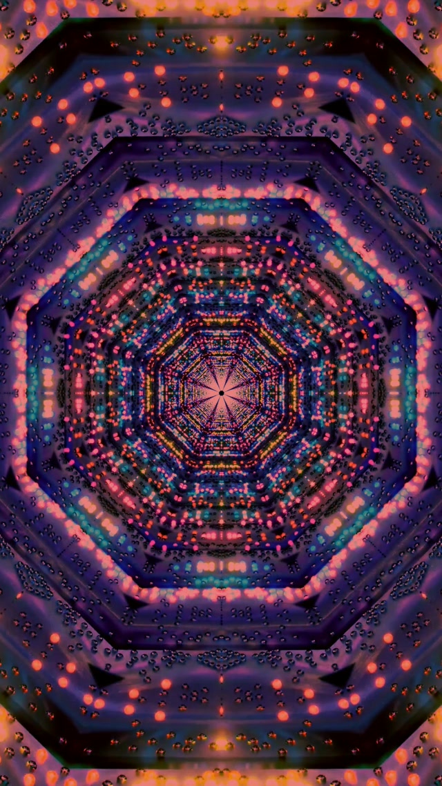 Neon Tunel Oktagon Kaleidoskop Vj Loop 9:16 Reels 60fps Screensaver