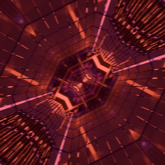 Neon Tunel Crveni Heksagon Vrtlog VJ Loop 1:1 Kvadrat 60fps Čuvar Ekrana