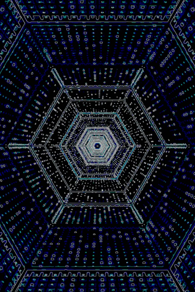 Neon Tunel Heksagon Vrtlog VJ Loop 60fps 2:3 Photo Portrait Čuvar Ekrana