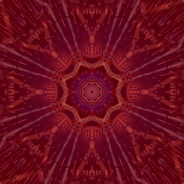 Tamnocrvena Zvezda Mandala Neon Tunel VJ Loop 1:1 Kvadrat 60fps Čuvar Ekrana