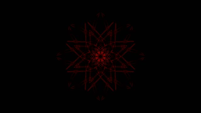 Röd Geometrisk Stjärna Mandala Loop - Abstrakt Mörk Rörelse Bakgrund