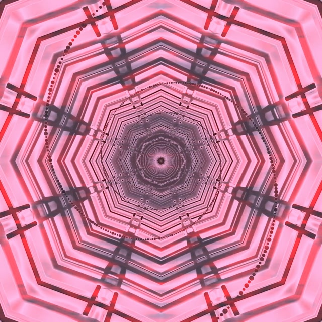 Rosa Neon Tunnel Oktagon Kaleidoskop VJ Loop 1:1 Kvadrat 60fps Skärmsläckare