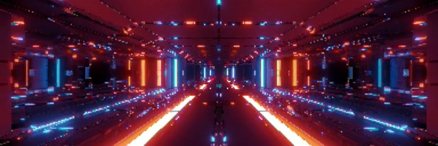 Neontunnel Röd Orange Glöd VJ Loop 3:1 Triple Wide 60fps Skärmsläckare