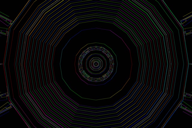 Neon Tunnel Octagon Spiral VJ Loop 60fps 16:9 Screensaver