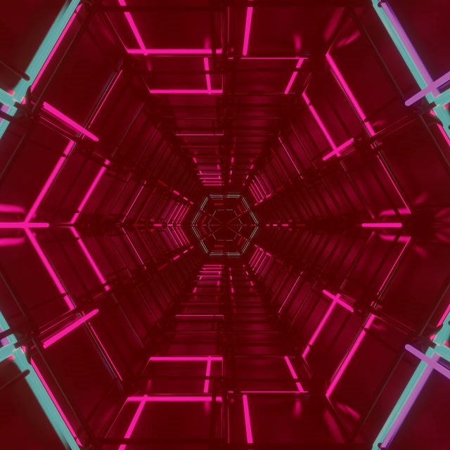 Neontunnel Hexagon Rutnät VJ Loop 1:1 Square 60fps Skärmsläckare Rosa
