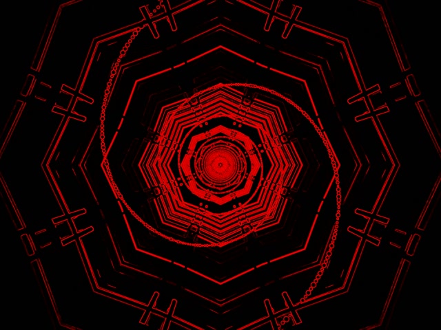Red Neon Tunnel Hexagon Vortex 4:3 Classic 60fps Screensaver VJ Loop