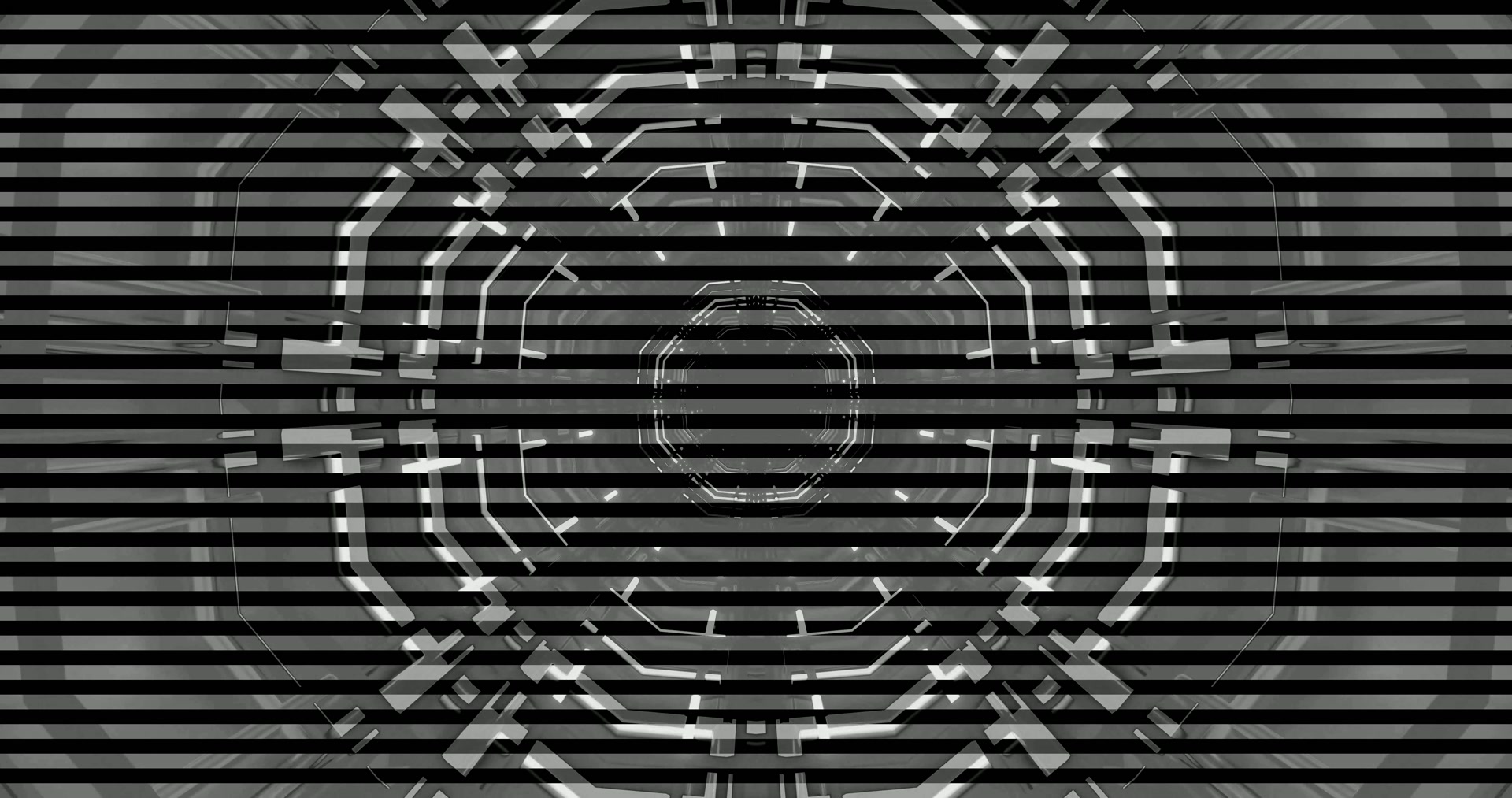 Svartvit Neontunnel Skärmsläckare 4K UHD 60fps VJ Loop PC Laptop