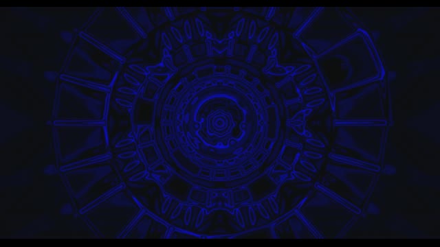 Mörk Blå Geometrisk Mandala VJLoops - Abstrakt Kosmisk Tunnel Rörelse Bakgrund