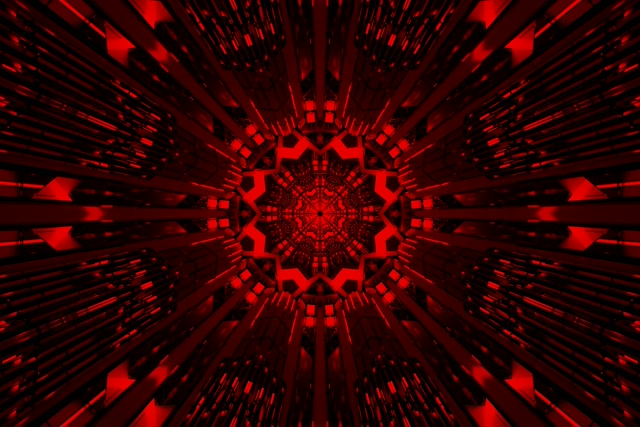 Röd Fraktal Kaleidoskop Neontunnel 3:2 Surface 60fps Skärmsläckare VJ Loop