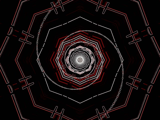 Neontunnel Röd Oktagon Virvel Skärmsläckare 4:3 Klassisk 60fps Vj Loop