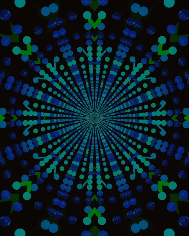 Neontunnel Teal Prick Mandala Explosion VJ Loop 4:5 Instagram 60fps Skärmsläckare