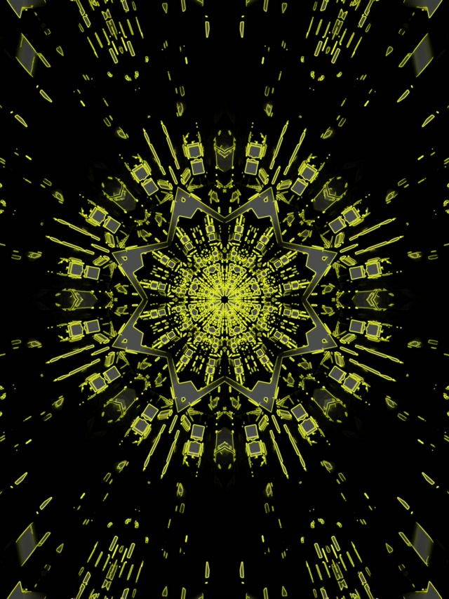 Neon Tunnel Blå Stjärna Kaleidoskop Vj Loop 3:4 iPad Portrait 60fps Skärmsläckare