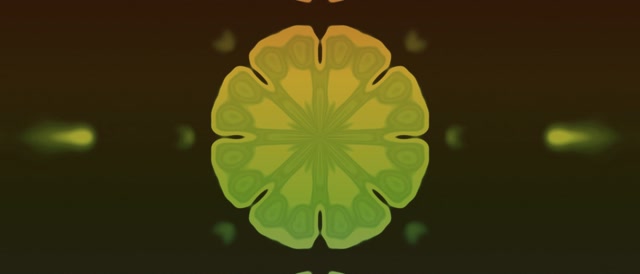 21:9 Ultrawide Neontunnel Fraktal Kaleidoskop Explosion Grön Orange 60fps Skärmsläckare VJ Loop