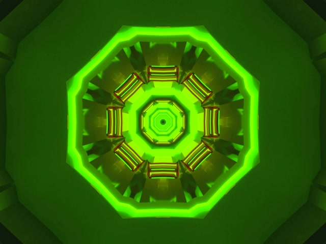 Neontunnel Grön Oktagon Kaleidoskop VJLoop 4:3 Klassisk 60fps Skärmsläckare