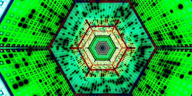 Neontunnel Hexagon Rutnät VJLoops 2:1 Univisium 60fps Skärmsläckare