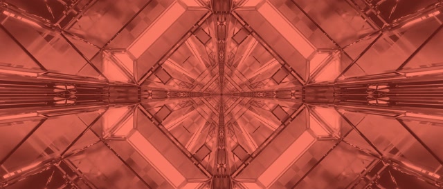 Neontunnel Röd Kaleidoskop Utbrott VJ Loop 21:9 Ultrawide 60fps Skärmsläckare