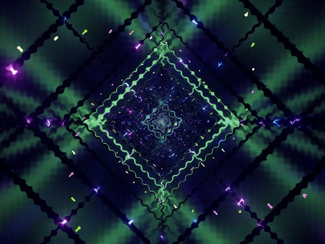 Neontunnel Grön Diamant Virvel VJ Loop 4:3 Klassisk 60fps Skärmsläckare