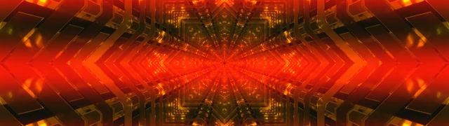 Neontunnel Röd Guld Kaleidoskop VJ Loop 32:9 Super Ultrawide 60fps Skärmsläckare