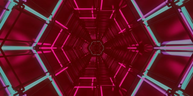 Neontunnel Hexagon Rutnät VJ Loop 2:1 Univisium 60fps Skärmsläckare