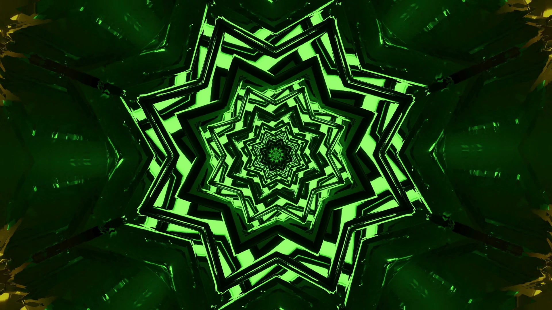 Tunnel ya Neon Kijani Nyota Screensaver 4K UHD 60fps VJLoops